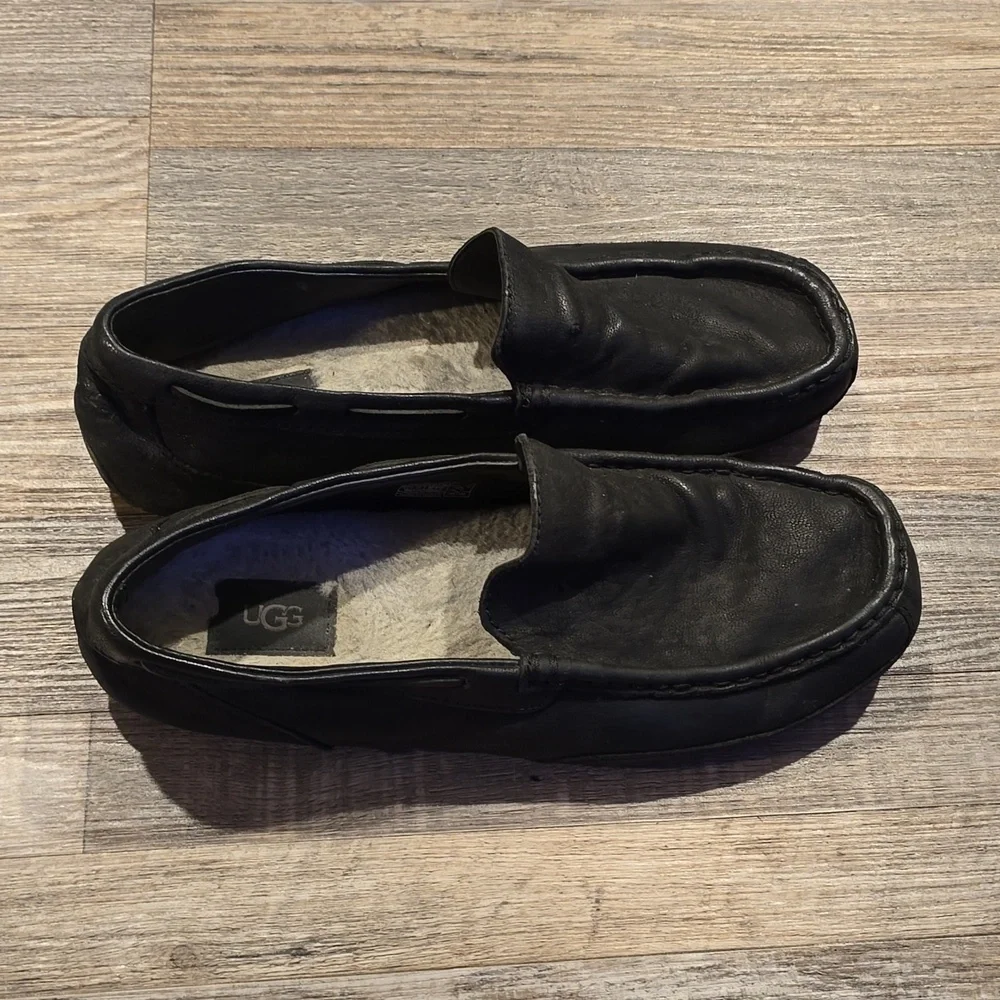 UGG Alder Shearling Line Loafers | Black | Size‎ 12 | Leather​